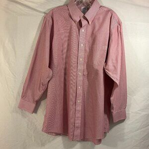 Brooks Brothers Regent Non-Iron Cotton Red/White Striped Button Down, SZ 17-2/3